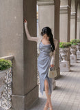 Hulianfu New Women Corset Ruched Midi Dress Summer Spaghetti Strap Sexy Bodycon Elegant Party Slim One Piece Clothes Vestidos
