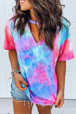 hulianfu Round Neck Tie-dye Loose T-shirt