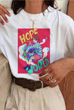 hulianfu Cute Colorful Letters Print Short Sleeve Tops