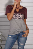 hulianfu Wine Red Leopard T-shirt