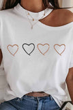 hulianfu Print Cold Shoulder Short Sleeve T-shirt