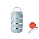 HULIANFU Microwave Stainless Steel Thermal Lunch Box Food Storage Box Travel Picnic Leakproof Lunch Box Students Work Adult Lunch Box