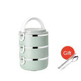 HULIANFU Microwave Stainless Steel Thermal Lunch Box Food Storage Box Travel Picnic Leakproof Lunch Box Students Work Adult Lunch Box