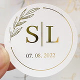 HULIANFU Thank You For Celebrating With Us Stickers With Gold, Silver or Rose Gold Foil, White Matte Round Stickers, Wedding Stickers