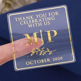 HULIANFU Thank You For Celebrating With Us Stickers With Gold, Silver or Rose Gold Foil, White Matte Round Stickers, Wedding Stickers