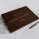 HULIANFU Personalized Wedding Guest Book Unique Wooden Guest Book Wedding Wishes Custom Name and Date A4/A5 Creative Beautiful