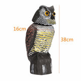 HULIANFU Realistic Bird Scarer Plastic Owl Scarecrow with Rotating Head and Sound for Garden Yard Bird Repellent Outdoor Pest Control