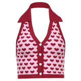 Streetwear Fashion Striped y2k Halter Knitted Vest For Women Sexy Backless Slim Outfits Female Tank Tops Autumn