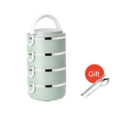 HULIANFU Microwave Stainless Steel Thermal Lunch Box Food Storage Box Travel Picnic Leakproof Lunch Box Students Work Adult Lunch Box