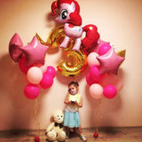 HULIANFU Pink Pony Horse Balloons Helium Unicorn Foil Balloon Kids Toys Wedding Birthday Baby Shower Animal Party Decoration Supplies