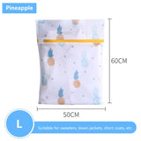 HULIANFU Pineapple Printing Zippered Mesh Laundry Bag Polyester Washing Net Bag For Underwear Sock Washing Machine Pouch Clothes Bra Bags