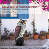 HULIANFU Realistic Bird Scarer Plastic Owl Scarecrow with Rotating Head and Sound for Garden Yard Bird Repellent Outdoor Pest Control