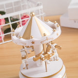 HULIANFU Merry-Go-Round Music Boxes Wind Up Wooden Horse Roundabout Carousel Musical Box Kid Birthday Christmas Gift Christmas Home Decor
