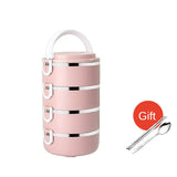 HULIANFU Microwave Stainless Steel Thermal Lunch Box Food Storage Box Travel Picnic Leakproof Lunch Box Students Work Adult Lunch Box