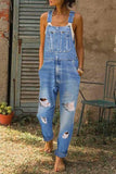 hulianfu hulianfu Washed Ripped Hole Denim Overalls(3 Colors)