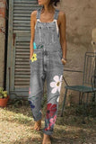 hulianfu Flower-printed Baggy Jeans With Suspenders(3 Colors)