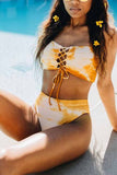 hulianfu Bandage Light Yellow Bikini Set