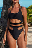 hulianfu Black Sports Swimsuit