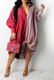 Hit Color On-trend Oversize Single Breasted Midi Dress