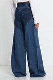 hulianfu Metal Decor Twist Knot Patchwork Feminine Cutout Jeans