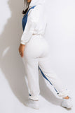 hulianfu Patchwork Boyish Zipped Design Pant Suit