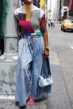 hulianfu Solid Color Casual Wide Leg Jeans