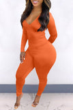 hulianfu Solid Color Elegant Back Drawstring Jumpsuit