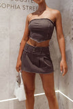 hulianfu Solid Color Sweet Irregular Dress Suit
