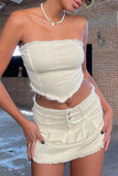 hulianfu Solid Color Sweet Irregular Dress Suit