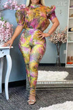 hulianfu Abstract Print Party Jumpsuit