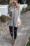 hulianfu hulianfu High Neck Loose Cable Knit Pattern Stitching Sweater(7 Colors)