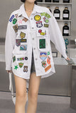 hulianfu Cartoon Pattern Cute Button Thru Shirt