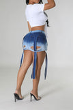 hulianfu Ripped Modern Irregular Gradient Denim Skirt
