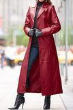 hulianfu Solid Color Single Breasted On-trend PU Trench Coat