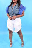 hulianfu Solid Color Elegant Ruffle Blouse