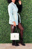 Denim Patchwork Unusual Belted Mini Dress