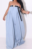 hulianfu Solid Color Whimsical Wide Leg Jumpsuit With Belt