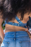hulianfu Whimsical Ruffle Bandage Denim Camisole
