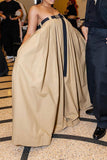 hulianfu Solid Color Whimsical Wide Leg Jumpsuit With Belt