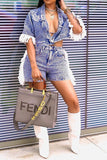 hulianfu Tassel Design Unique Irregular Denim Pant Suit (Three Pieces)