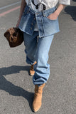 hulianfu Solid Color Modern Detachable Jeans
