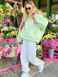 hulianfu Streetwear Sweatshirt Women Oversized Letter Print Pullovers Vintage Korean Patchwork Loose Casual All Match Hoodies Tops