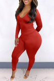hulianfu Solid Color Elegant Back Drawstring Jumpsuit