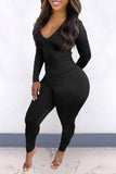 hulianfu Solid Color Elegant Back Drawstring Jumpsuit