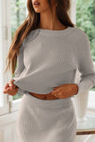 hulianfu hulianfu Knitted Solid Color Sweater Skirt Suit