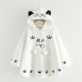 Lolita Cloak Harajuku Hoody Cloak Japanese Angry Cat Christmas Deer Fleece Cape Loose Pullover Batwing Sleeve Hoodie Coat