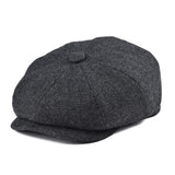 BOTVELA Wool Tweed Newsboy Cap Herringbone Men Women Gatsby Retro Hat Driver Flat Cap Black Brown Green Navy Blue 005