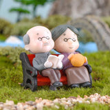 HULIANFU Mini Couple Figures Grandma Grandpa Sweety Lovers Couple Ornament For Fairy Garden Figurines Miniature Home Decoration