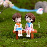 HULIANFU Mini Couple Figures Grandma Grandpa Sweety Lovers Couple Ornament For Fairy Garden Figurines Miniature Home Decoration