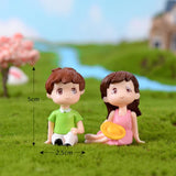 HULIANFU Mini Couple Figures Grandma Grandpa Sweety Lovers Couple Ornament For Fairy Garden Figurines Miniature Home Decoration